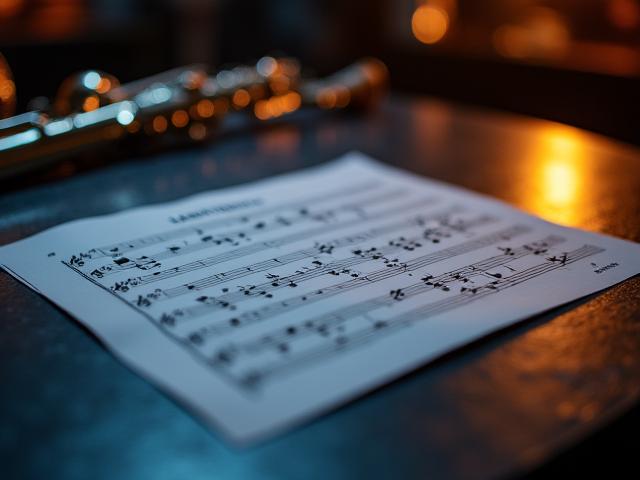 Jazz lead sheet with chord symbols and melody, depicting improvisational music.