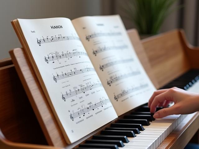 Sheet music for finger exercises and scales, emphasizing diligent practice.