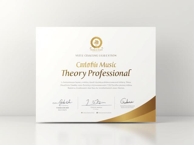 Illustration of a 'Certified Music Theory Professional' diploma from Irama Korporat